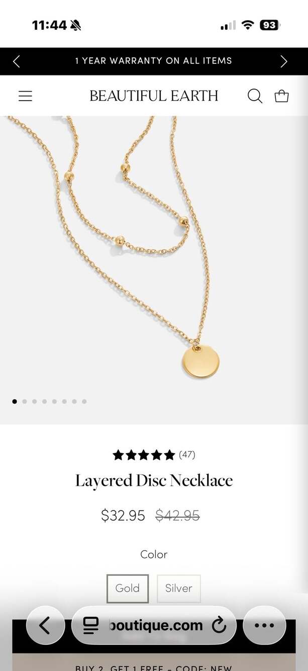 Beautiful Earth Gold Layered Disc Necklace